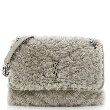 Saint Laurent Niki Chain Flap Bag Matelasse Chevron Shearling Medium