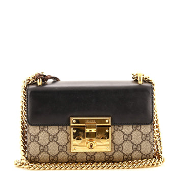 Gucci Padlock Shoulder Bag GG Coated Canvas and Leather Small