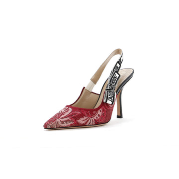 Christian Dior Women's J'Adior Slingback Pumps Embroidered Fabric 100