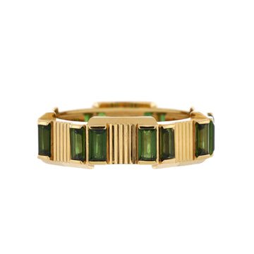 Gucci Link To Love Striped Ring 18K Yellow Gold and Tourmaline 6mm