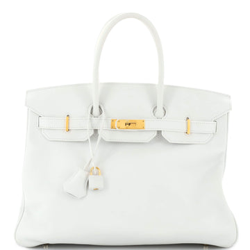 Hermes Birkin Handbag White Swift with Gold Hardware 35