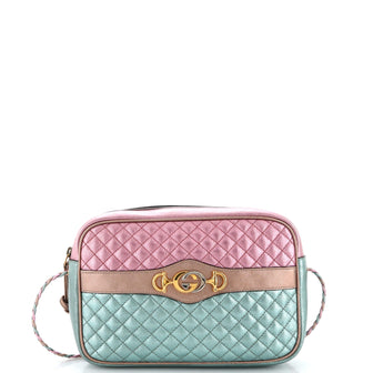 Gucci Trapuntata Camera Bag Quilted Laminated Leather Medium