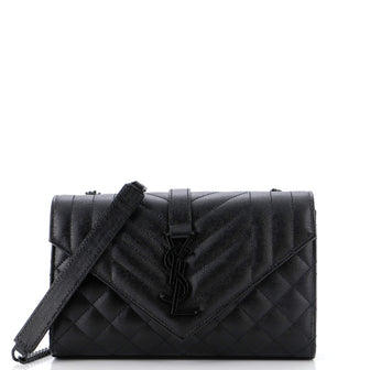 Saint Laurent Classic Monogram Envelope Satchel Mixed Matelasse Leather Small