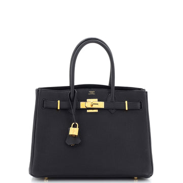 Hermes 3-in-1 Birkin Bag Black Togo and Swift with Toile and Gold Hardware 30