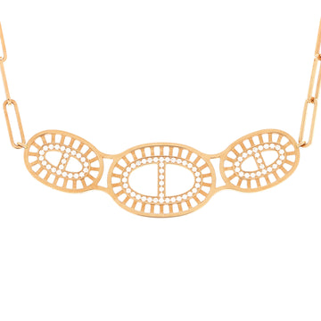 Hermes Chaine D'Ancre Divine Pendant Necklace 18K Rose Gold and Diamonds Medium