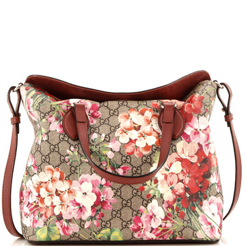 Gucci Signature Fold Over Tote Blooms Print GG Coated Canvas Medium
