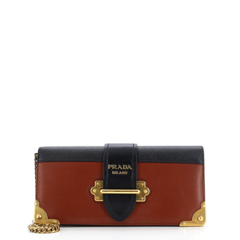 Prada Cahier Chain Clutch City Calf and Saffiano