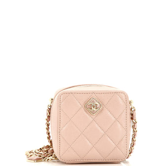Chanel Diamond CC Zip Crossbody Quilted Caviar Mini