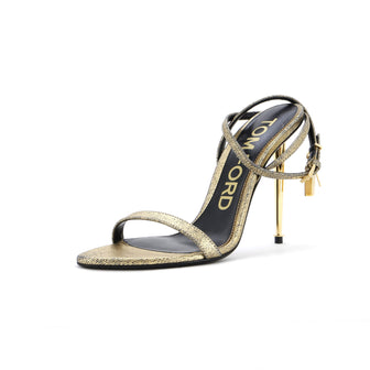 Tom Ford Women's Padlock Pointy Naked Heeled Sandals Leather 105