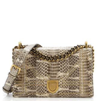 Christian Dior Diorama Flap Bag Embellished Python Medium