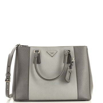 Prada Bicolor Double Zip Lux Tote Saffiano Leather Medium