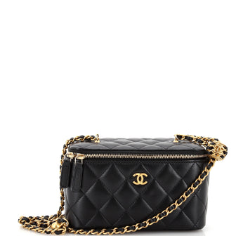 Chanel Pearl Crush Vanity Case with Chain Quilted Lambskin Small