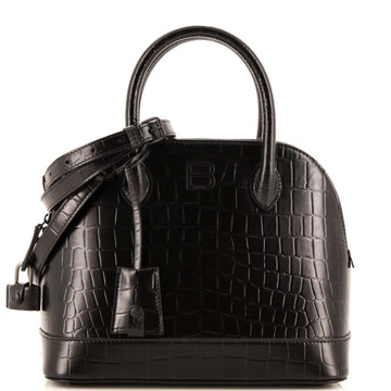 Balenciaga Ville Bag Crocodile Embossed Leather Small