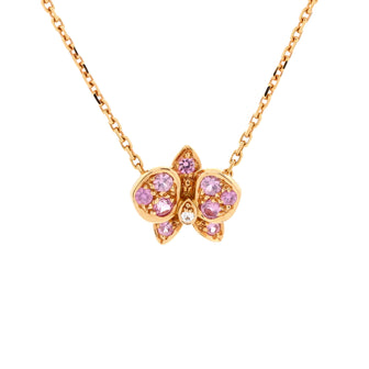Cartier Caresse D'Orchidees Necklace 18K Rose Gold with Sapphires and Diamond Small