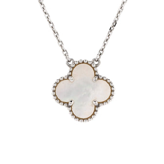 Van Cleef & Arpels Vintage Alhambra Pendant Necklace 18K White Gold and Mother of Pearl