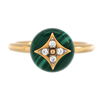Louis Vuitton B Blossom Ring 18K Yellow Gold and 18K White Gold with Malachite and Diamonds