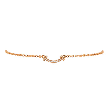Tiffany & Co. T Smile Chain Bracelet 18K Rose Gold with Diamonds Mini