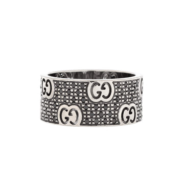 Gucci Stardust Ring 18K White Gold with Black Diamonds Wide