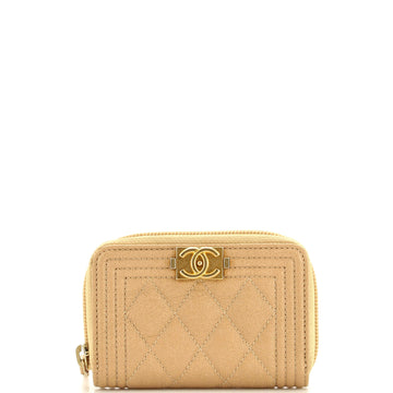 Chanel Boy Zip Coin Purse Quilted Caviar Small