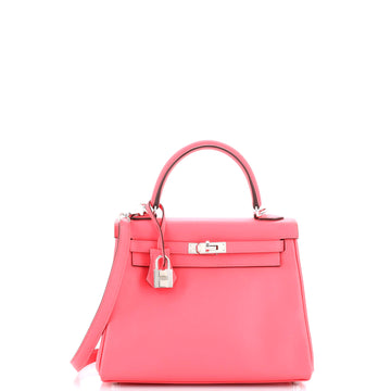 Hermes Kelly Handbag Pink Swift with Palladium Hardware 25