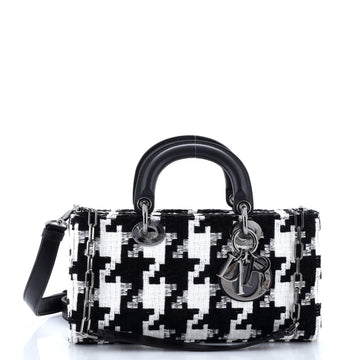 Christian Dior Lady D-Joy Bag Houndstooth Embroidered Canvas Medium