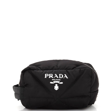 Prada Logo Toiletry Pouch Quilted Padded Re-Nylon