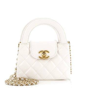 Chanel Kelly Top Handle Clutch with Chain Quilted Shiny Aged Calfskin