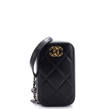 Chanel 19 Phone Holder Crossbody Bag Quilted Lambskin