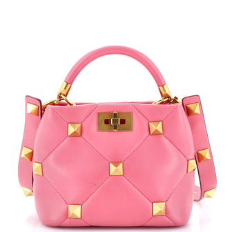 Valentino Garavani Roman Stud Top Handle Bag Quilted Leather Small
