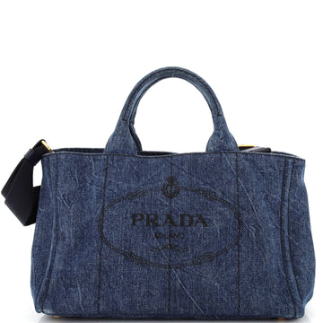 Prada Canapa Convertible Tote Denim Medium