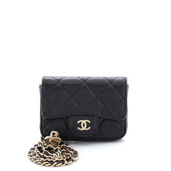 Chanel Classic Flap Chain Belt Bag Quilted Caviar Mini