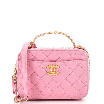 Chanel Pick Me Up Logo Handle Vanity Case Quilted Caviar Small