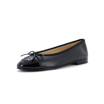 Chanel Women's CC Cap Toe Bow Ballerina Flats Leather and Patent