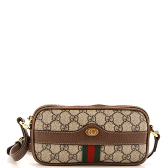 Gucci Ophidia Triple Zip Crossbody Bag GG Coated Canvas Mini