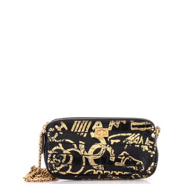 Chanel Reissue Zip Clutch with Chain Graffiti Crocodile Embossed Calfskin