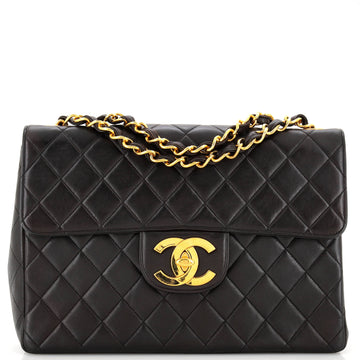 Chanel Vintage Classic Single Flap Bag Quilted Lambskin Jumbo
