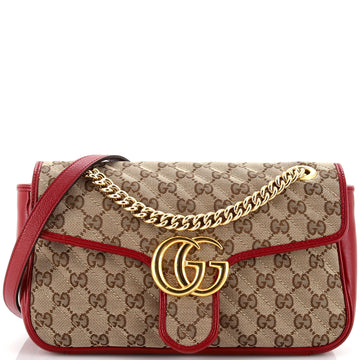 Gucci GG Marmont Flap Bag Diagonal Quilted GG Canvas Small