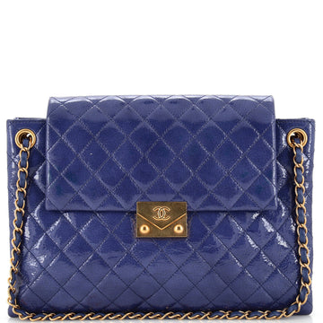 Chanel Envelope Lock 3 Accordion Bag Quilted Patent Goatskin Medium