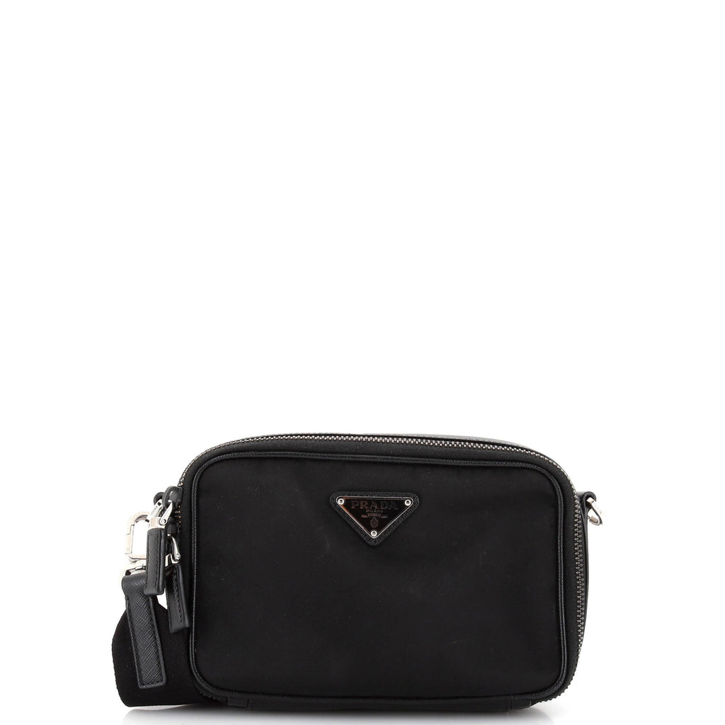Prada Brique Camera Crossbody Bag Re-Nylon with Saffiano Leather