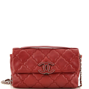 Chanel Double Stitch Hamptons Flap Bag Quilted Calfskin Mini