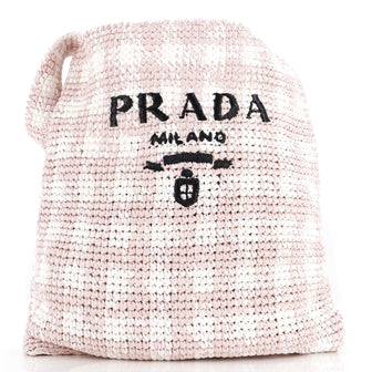 Prada Logo Hobo Raffia Large