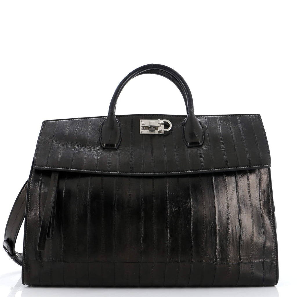 Salvatore Ferragamo Studio Satchel Eel Skin Large 291611