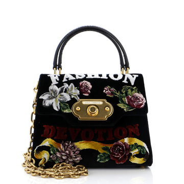 Dolce & Gabbana Welcome Top Handle Bag Printed Velvet Small