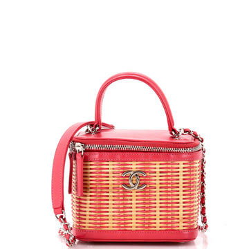 Chanel Take Away Vanity Case Rattan and Calfskin Small
