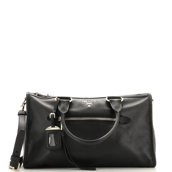 Prada Front Zip Convertible Satchel Vitello Phenix Medium