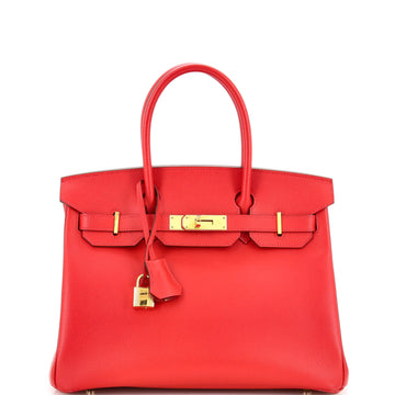 Hermes Birkin Handbag Red Epsom with Gold Hardware 30