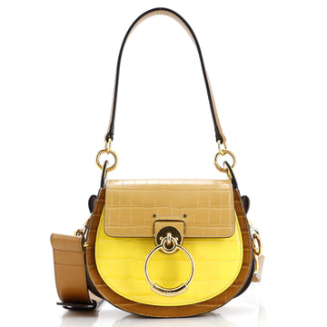 Chloe Tess Bag Crocodile Embossed Leather Small