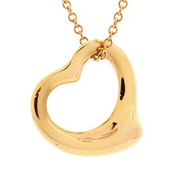 Tiffany & Co. Elsa Peretti Open Heart Pendant Necklace 18K Yellow Gold 16mm