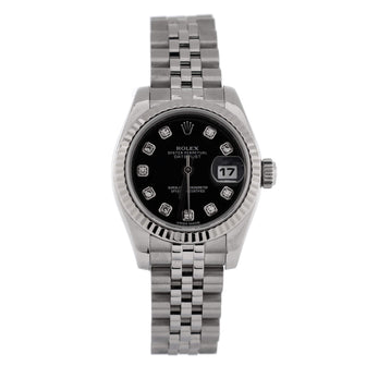 Rolex Oyster Perpetual Datejust Automatic Watch Stainless Steel and White Gold with Diamond Markers 26
