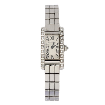 Cartier Tank Allongee Laniere Quartz Watch White Gold with Diamond Bezel 14